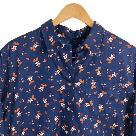 Karen Scott Halloween Fall Button Up Shirt Large Scarecrow All Over Pattern Top - Picture 3 of 6